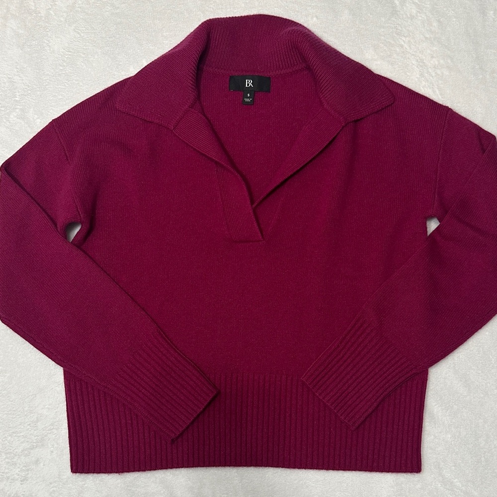 Banana Republic 100% Cashmere Polo Sweater Maroon Size Small
